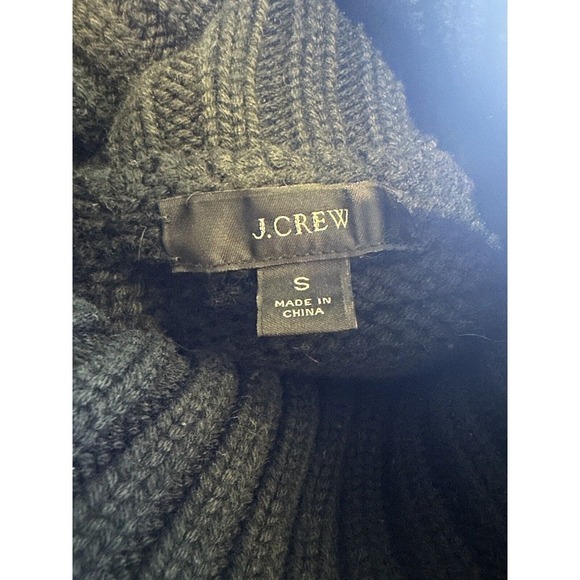 J. Crew Turtleneck Poncho Black Oversized Chunky Knit Ribbed Women's Size Small - Picture 7 of 10